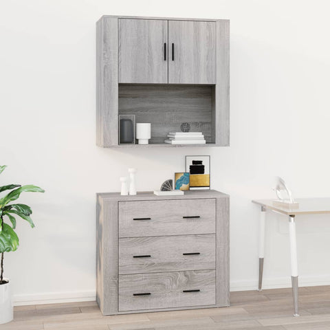 vidaXL Wall Cabinet Grey Sonoma 80x33x80 cm Engineered Wood