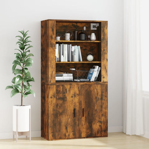 vidaXL Wall Cabinet Smoked Oak 80x33x80 cm Engineered Wood