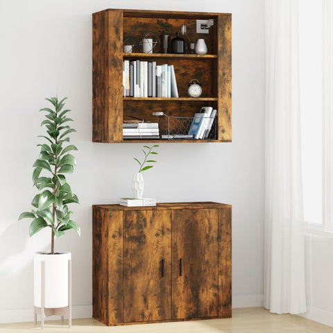 vidaXL Wall Cabinet Smoked Oak 80x33x80 cm Engineered Wood