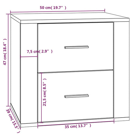 vidaXL Bedside Cabinet Smoked Oak 50x39x47 cm