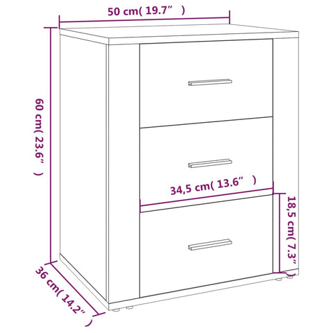 vidaXL Bedside Cabinet Sonoma Oak 50x36x60 cm Engineered Wood