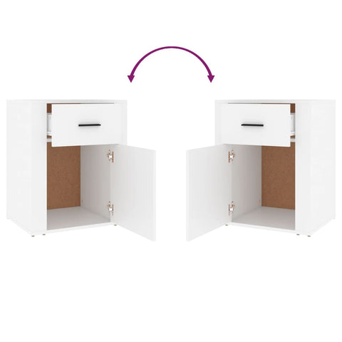 vidaXL Bedside Cabinet White 50x36x60 cm Engineered Wood