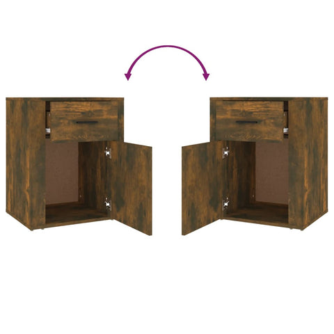vidaXL Bedside Cabinet Smoked Oak 50x36x60 cm Engineered Wood