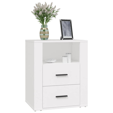 vidaXL Bedside Cabinet White 50x36x60 cm Engineered Wood