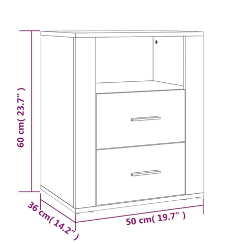 vidaXL Bedside Cabinet White 50x36x60 cm Engineered Wood