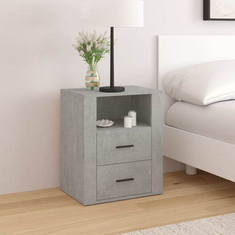 vidaXL Bedside Cabinet Concrete Grey 50x36x60 cm Engineered Wood