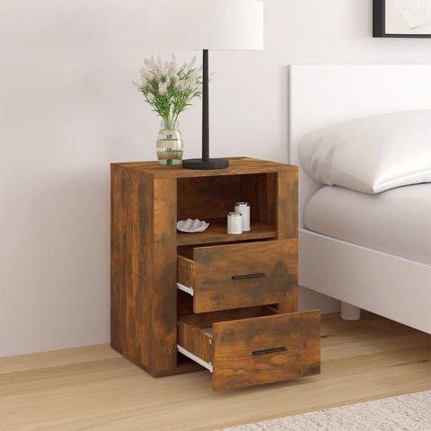 vidaXL Bedside Cabinet Smoked Oak 50x36x60 cm Engineered Wood