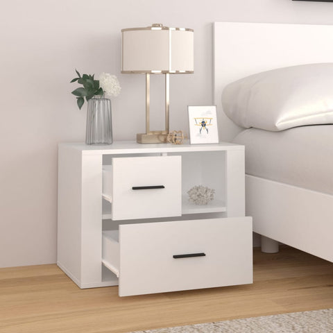 vidaXL Bedside Cabinet White 60x36x45 cm Engineered Wood
