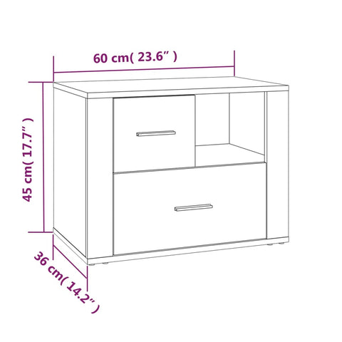 vidaXL Bedside Cabinet Sonoma Oak 60x36x45 cm Engineered Wood