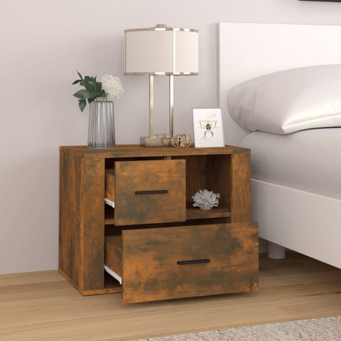 vidaXL Bedside Cabinet Smoked Oak 60x36x45 cm Engineered Wood