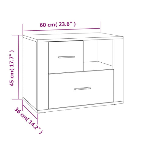 vidaXL Bedside Cabinet Grey Sonoma 60x36x45 cm Engineered Wood