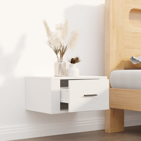 vidaXL Wall-mounted Bedside Cabinet White 50x36x25 cm