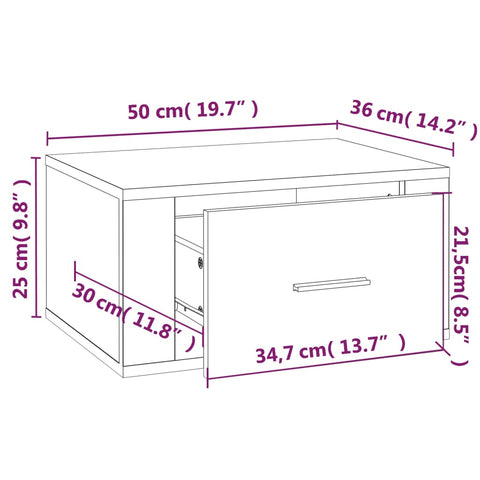 vidaXL Wall-mounted Bedside Cabinets 2 pcs White 50x36x25 cm