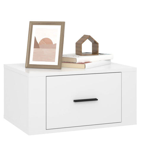 vidaXL Wall-mounted Bedside Cabinet High Gloss White 50x36x25 cm