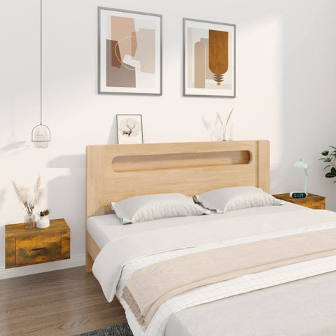 vidaXL Wall-mounted Bedside Cabinets 2 pcs Smoked Oak 50x36x25 cm
