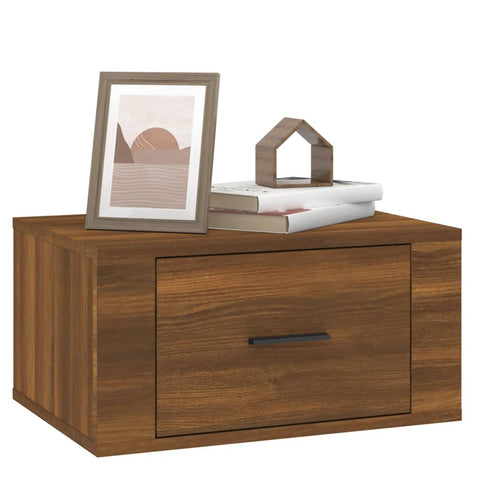 vidaXL Wall-mounted Bedside Cabinet Brown Oak 50x36x25 cm