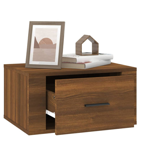 vidaXL Wall-mounted Bedside Cabinet Brown Oak 50x36x25 cm