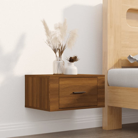 vidaXL Wall-mounted Bedside Cabinet Brown Oak 50x36x25 cm