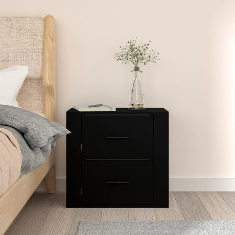 vidaXL Wall-mounted Bedside Cabinet Black 50x36x47 cm