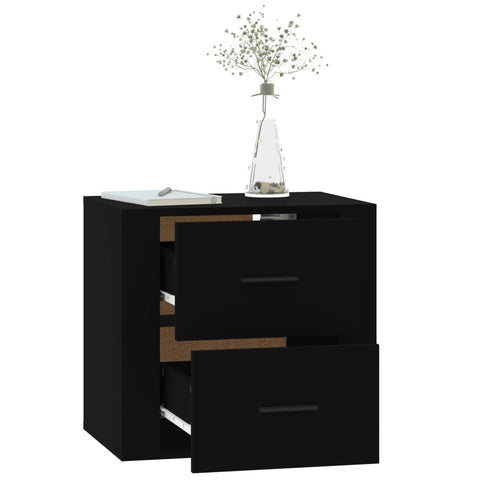 vidaXL Wall-mounted Bedside Cabinet Black 50x36x47 cm