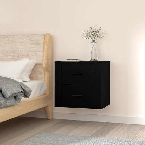 vidaXL Wall-mounted Bedside Cabinet Black 50x36x47 cm