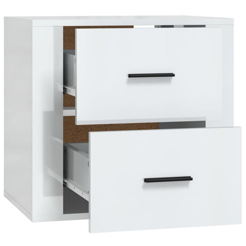 vidaXL Wall-mounted Bedside Cabinet High Gloss White 50x36x47 cm