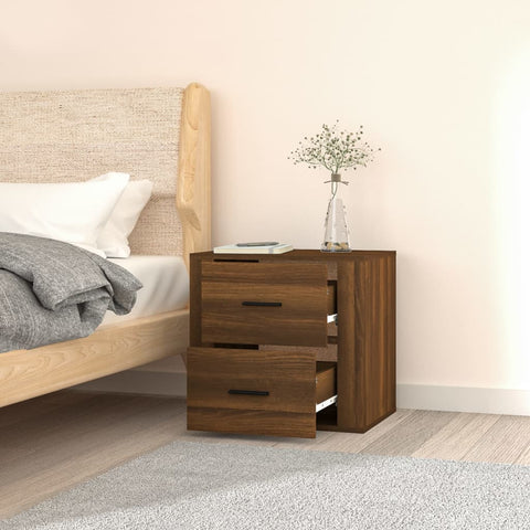 vidaXL Wall-mounted Bedside Cabinet Brown Oak 50x36x47 cm