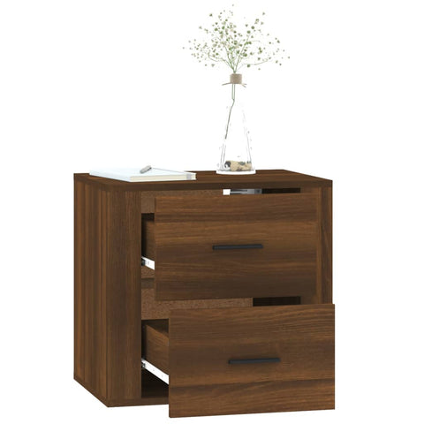 vidaXL Wall-mounted Bedside Cabinet Brown Oak 50x36x47 cm