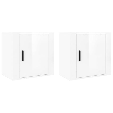 vidaXL Wall-mounted Bedside Cabinets 2 pcs High Gloss White 50x30x47cm