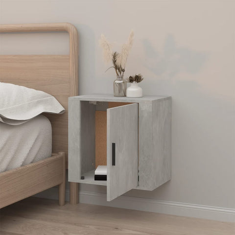 vidaXL Wall-mounted Bedside Cabinet Concrete Grey 50x30x47 cm