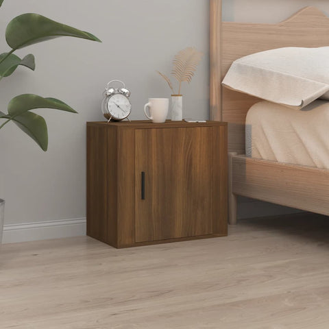 vidaXL Wall-mounted Bedside Cabinet Brown Oak 50x30x47 cm