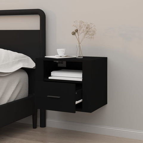 vidaXL Wall-mounted Bedside Cabinet Black 50x36x40 cm