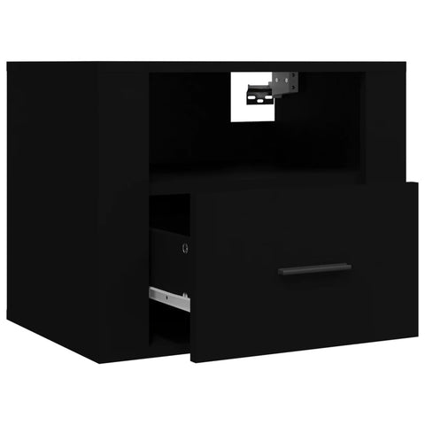 vidaXL Wall-mounted Bedside Cabinet Black 50x36x40 cm