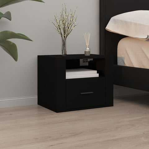 vidaXL Wall-mounted Bedside Cabinet Black 50x36x40 cm