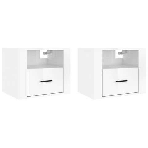 vidaXL Wall-mounted Bedside Cabinets 2 pcs High Gloss White 50x36x40cm