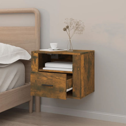 vidaXL Wall-mounted Bedside Cabinet Smoked Oak 50x36x40 cm