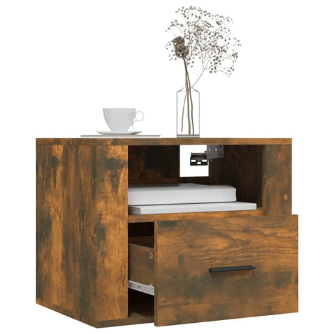 vidaXL Wall-mounted Bedside Cabinet Smoked Oak 50x36x40 cm