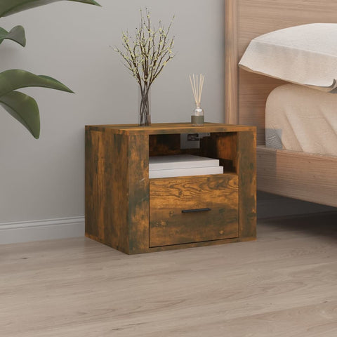 vidaXL Wall-mounted Bedside Cabinet Smoked Oak 50x36x40 cm
