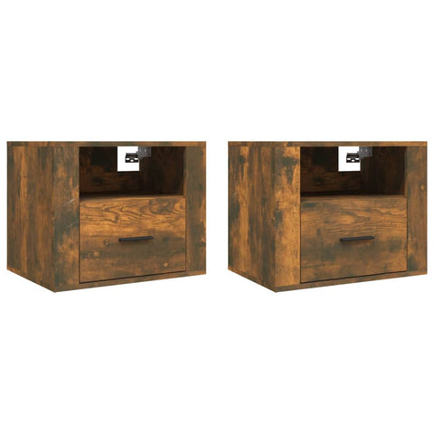 vidaXL Wall-mounted Bedside Cabinets 2 pcs Smoked Oak 50x36x40 cm