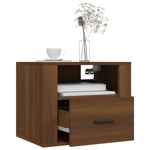 vidaXL Wall-mounted Bedside Cabinet Brown Oak 50x36x40 cm