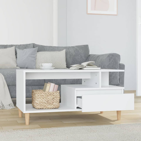 vidaXL Coffee Table High Gloss White 90x49x45 cm Engineered Wood