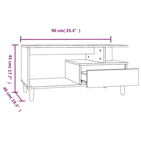 vidaXL Coffee Table Grey Sonoma 90x49x45 cm Engineered Wood