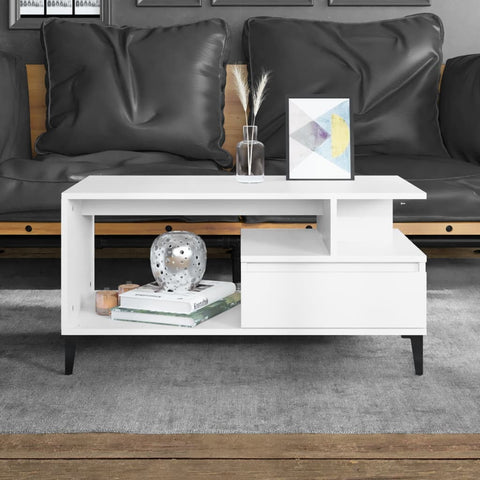vidaXL Coffee Table White 90x49x45 cm Engineered Wood