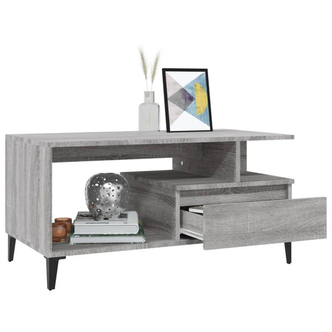 vidaXL Coffee Table Grey Sonoma 90x49x45 cm Engineered Wood