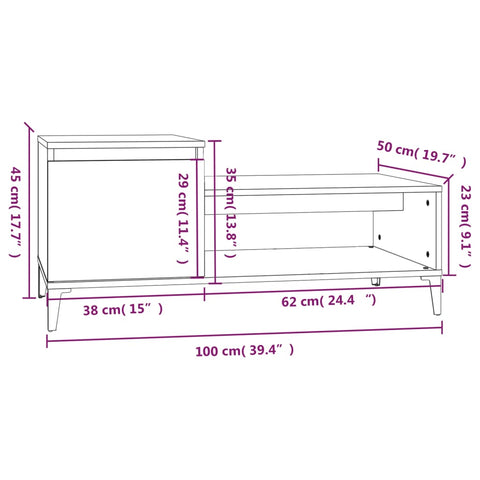 vidaXL Coffee Table White 100x50x45 cm Engineered Wood