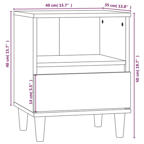 vidaXL Bedside Cabinets 2 pcs Black 40x35x50 cm