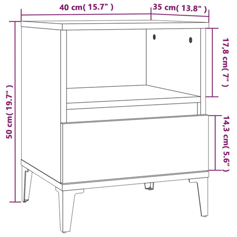 vidaXL Bedside Cabinet Sonoma Oak 40x35x50 cm