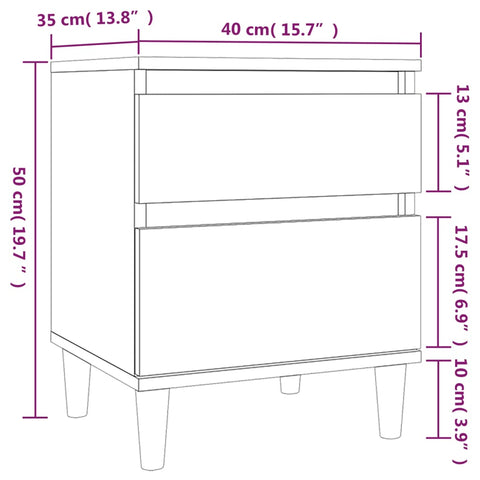 vidaXL Bedside Cabinet Concrete Grey 40x35x50 cm