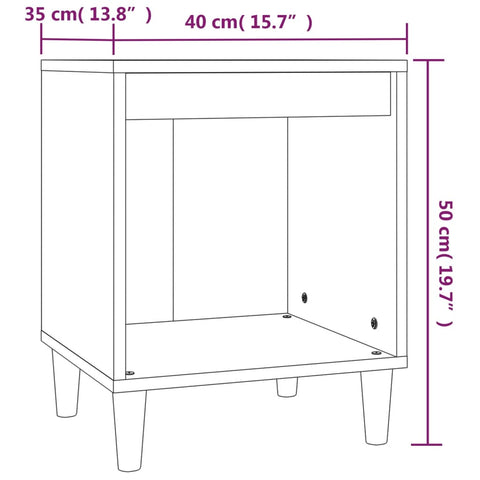 vidaXL Bedside Cabinet Black 40x35x50 cm Engineered Wood