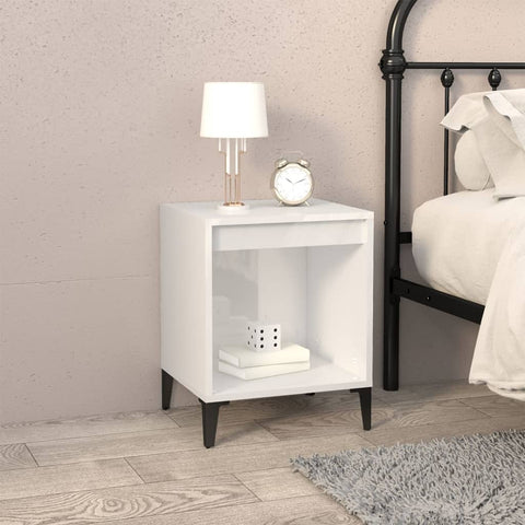 vidaXL Bedside Cabinet High Gloss White 40x35x50 cm